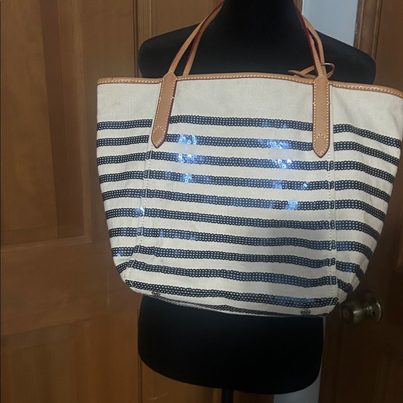 MZ WALLACE Sequin Blue Tote Bag with pouch - Picture 3 of 5